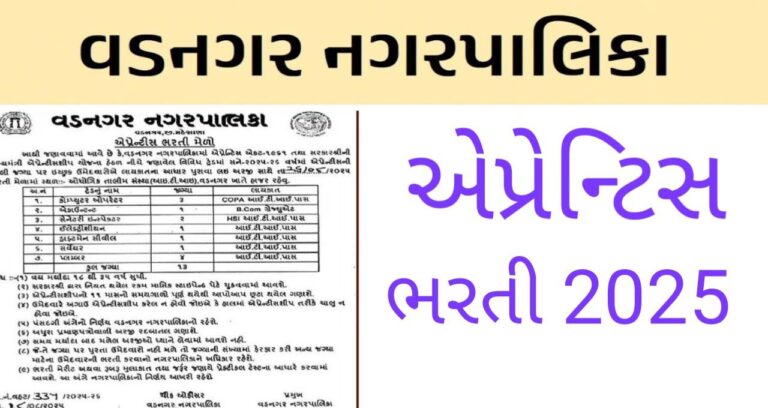 Vadnagar Apprentice Bharti 2025